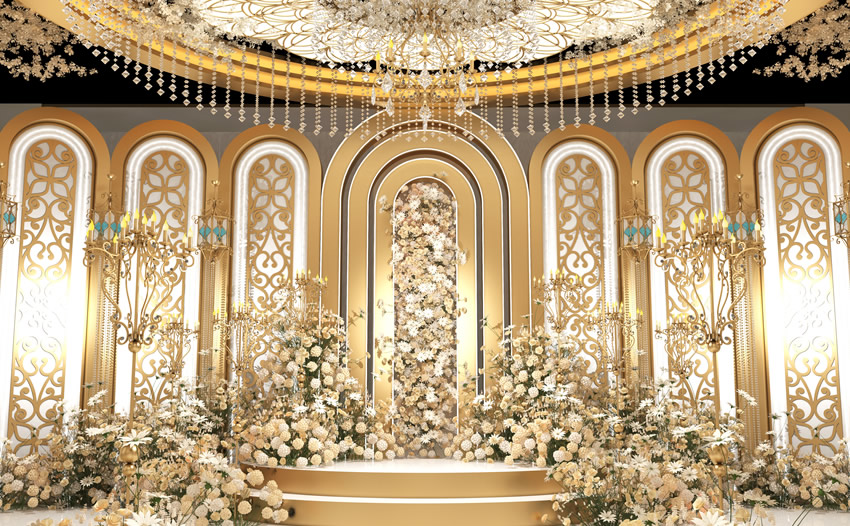 乐都香槟色调婚礼堂效果展示